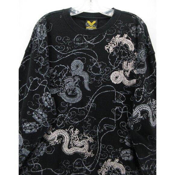 VINTAGE Avirex Sweatshirt XXL Thermal Waffle Dragon AOP Streetwear Y2K - Picture 2 of 10